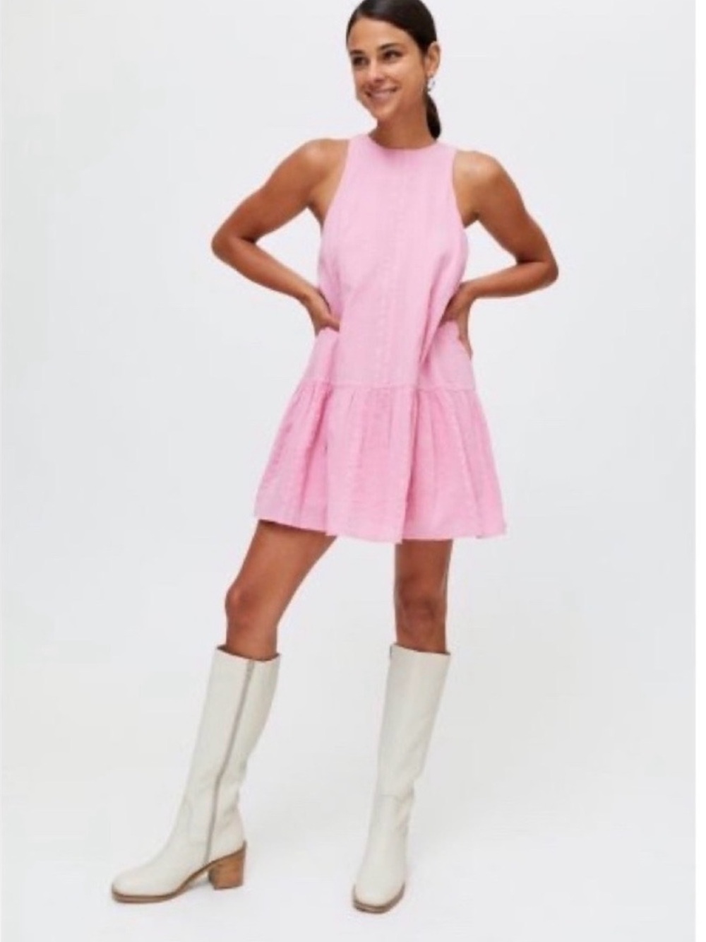 Urban outfitters Maisy high neck babydoll dress in pink